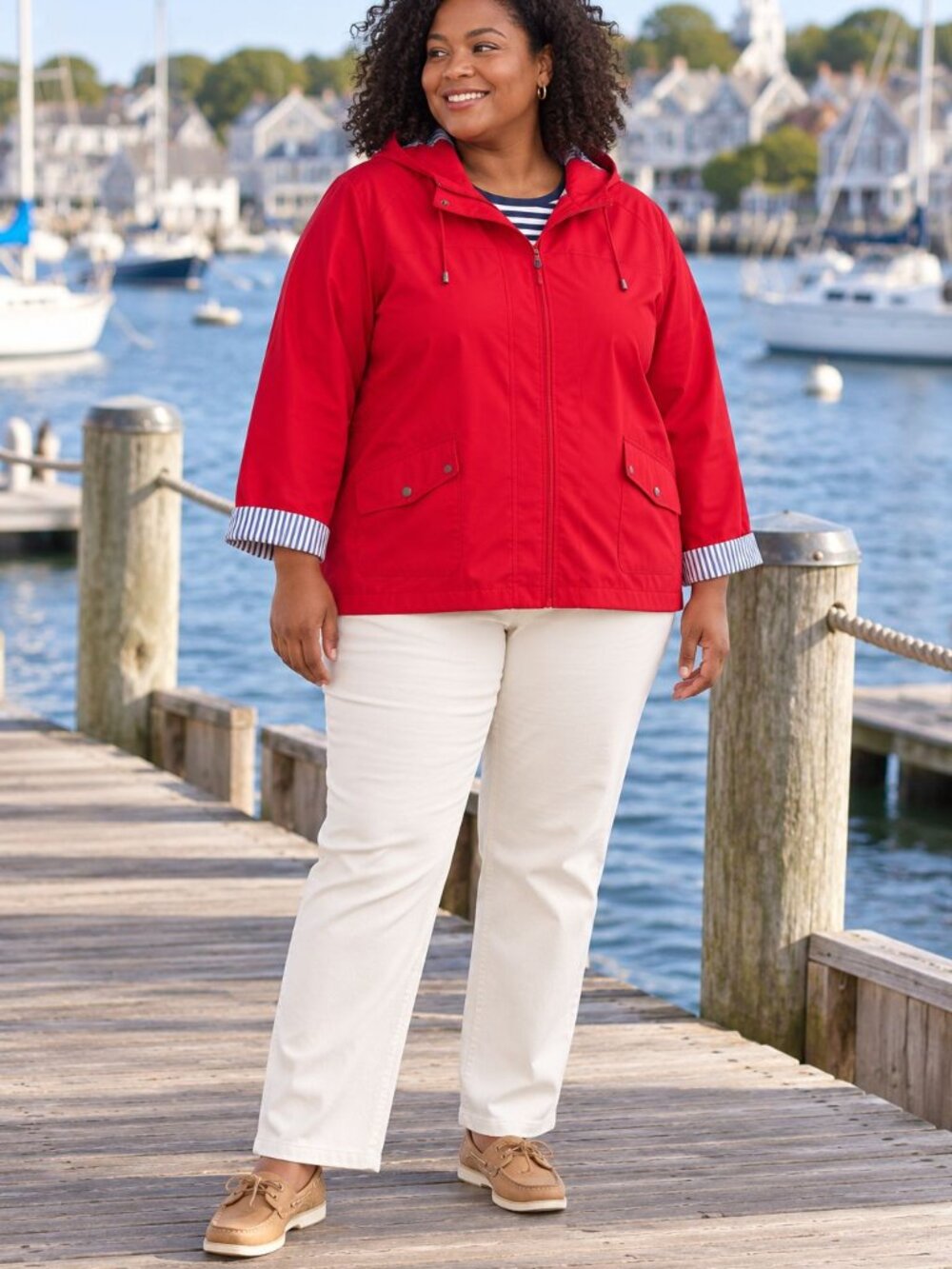 Mackintosh New England Red Hooded Front Zip Jacket 2X Preppy Coastal Classic